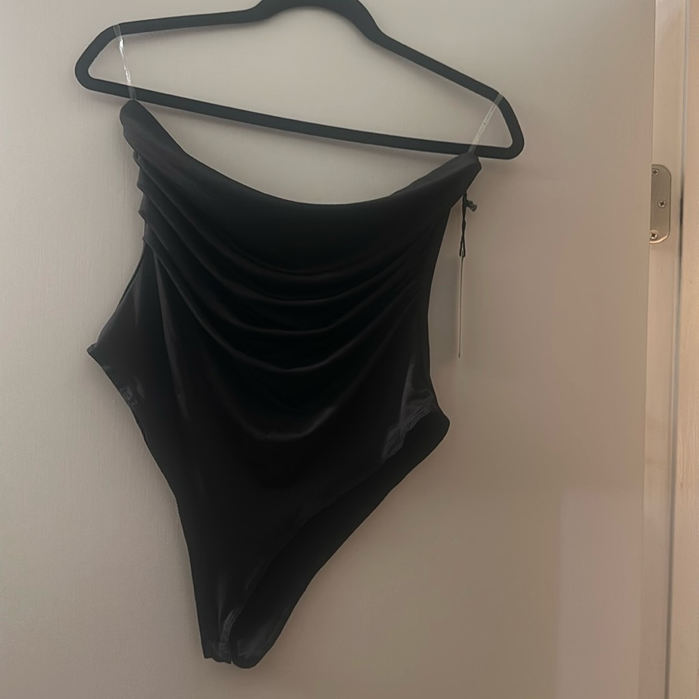 Black tube top bodysuit